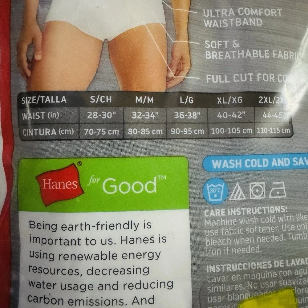 HANES‎ Tagless Briefs Mens XL White 7-Pack Ultimate Soft Breathable Full Cut
